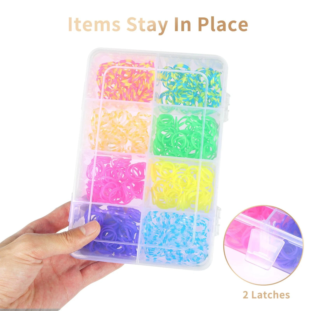 QUEFE 2 Pack 8 Grids Bead Organizers and Storage, Plastic 2pcs, clear