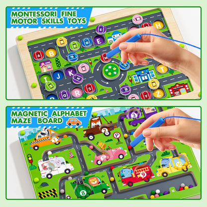 Magnetic Maze 2 in 1 Double Side Color and Number Alphabet One Size, Car