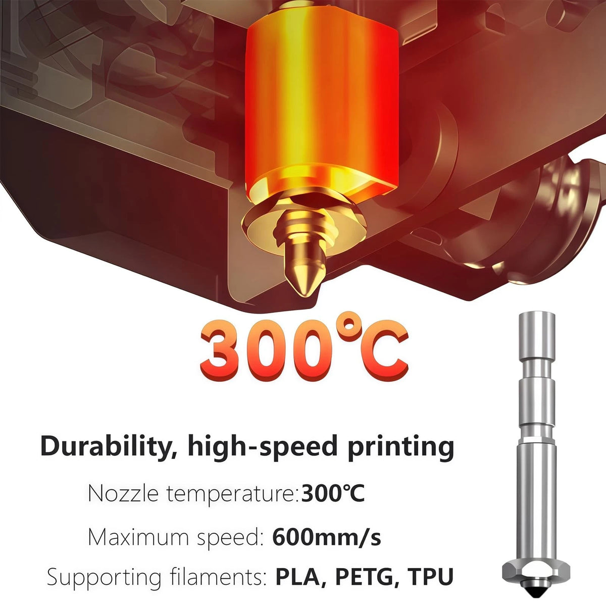 Kobra 3 Max Nozzle 0.4/0.6/0.8MM, Integrated Quick Swap Hardened Steel...