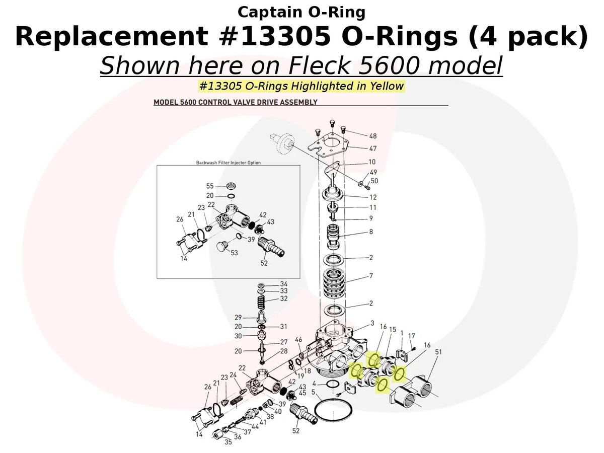 Captain O-Ring - Replacement #13305 O-Rings for Fleck/Rainsoft 2510, Black