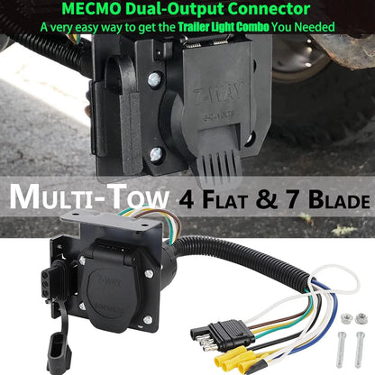 MECMO Multi-Tow 4-Way Flat to 7-Way RV Blade and Female End...