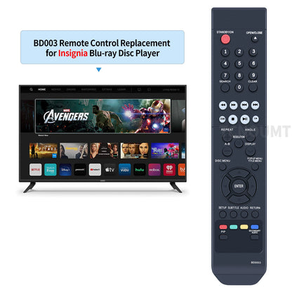 BD003 Remote Control For Insignia DVD Player NS-WBRDVD2 NS-WBRDVD2-CA