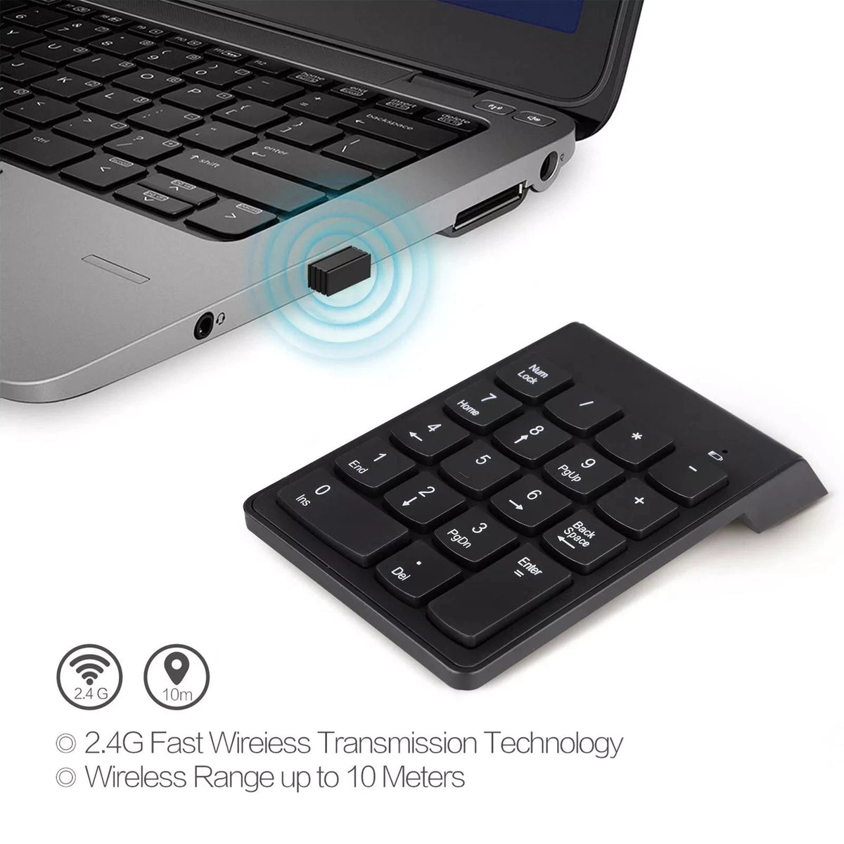 Plug-N-Play 18-Key 2.4GHz Wireless USB Number Keyboard For Laptop/Desktop PC