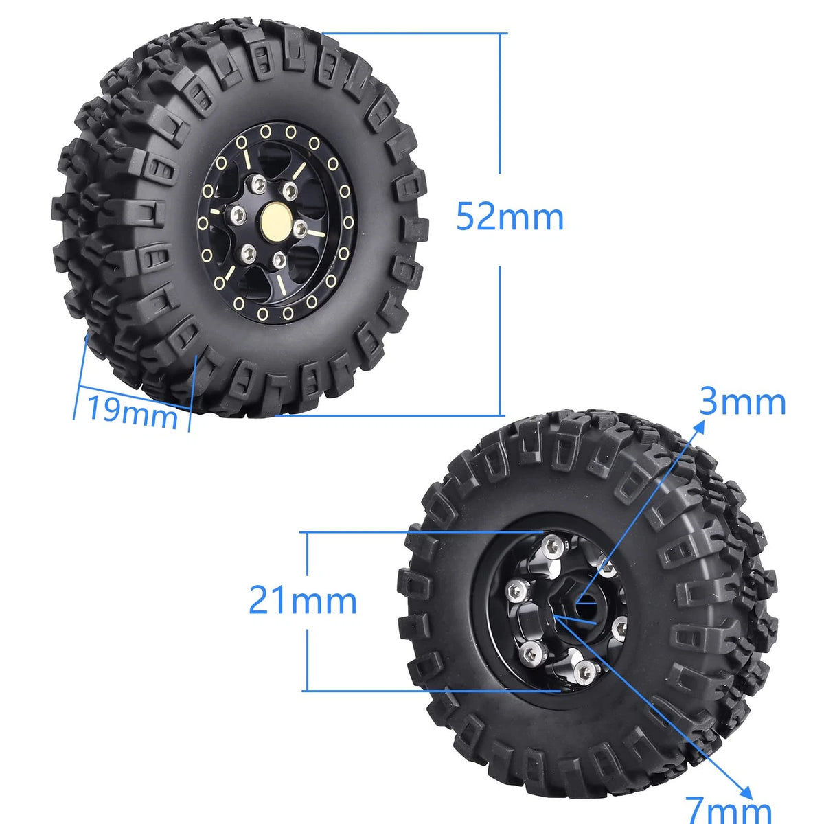 HobbyPark Brass 1.0 Beadlock Wheels and Tires for Traxxas TRX4M Medium