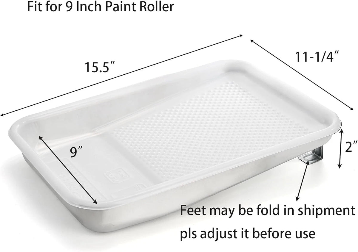 Jucoan 9 Inch Paint Tray and Liners Set, 20 Pcs Plastic White