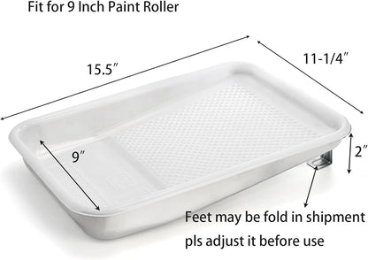 Jucoan 9 Inch Paint Tray and Liners Set, 20 Pcs Plastic White