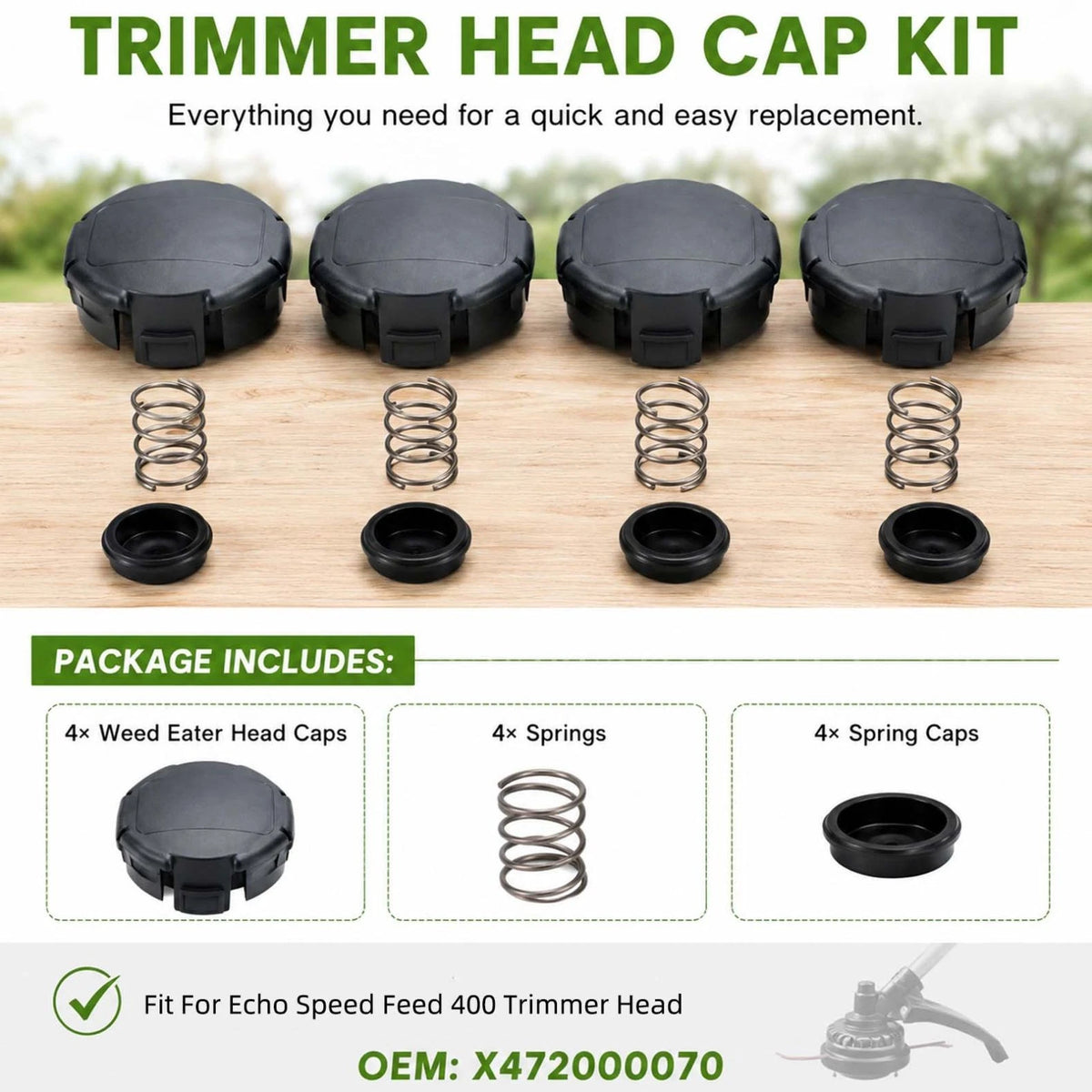 For Echo SRM225SB SRM225U String Trimmer Head Cap Kit with Springs X472000070