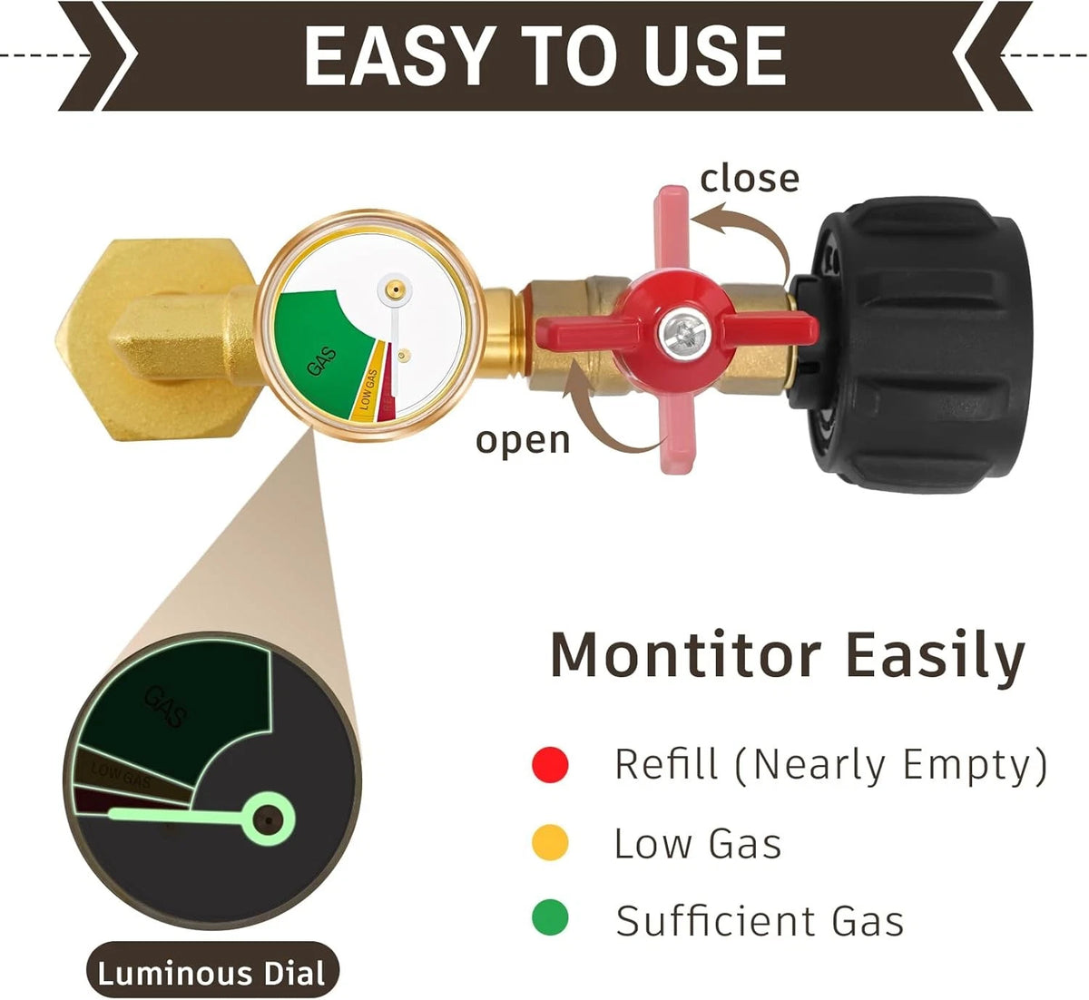 Propane Refill Adapter for 1 LB. Tanks, with 4 caps