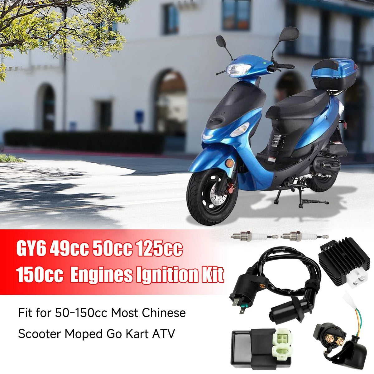 GREHUA GY6 Ignition Coil Starter Solenoid Voltage Regulator CDI Compatible...