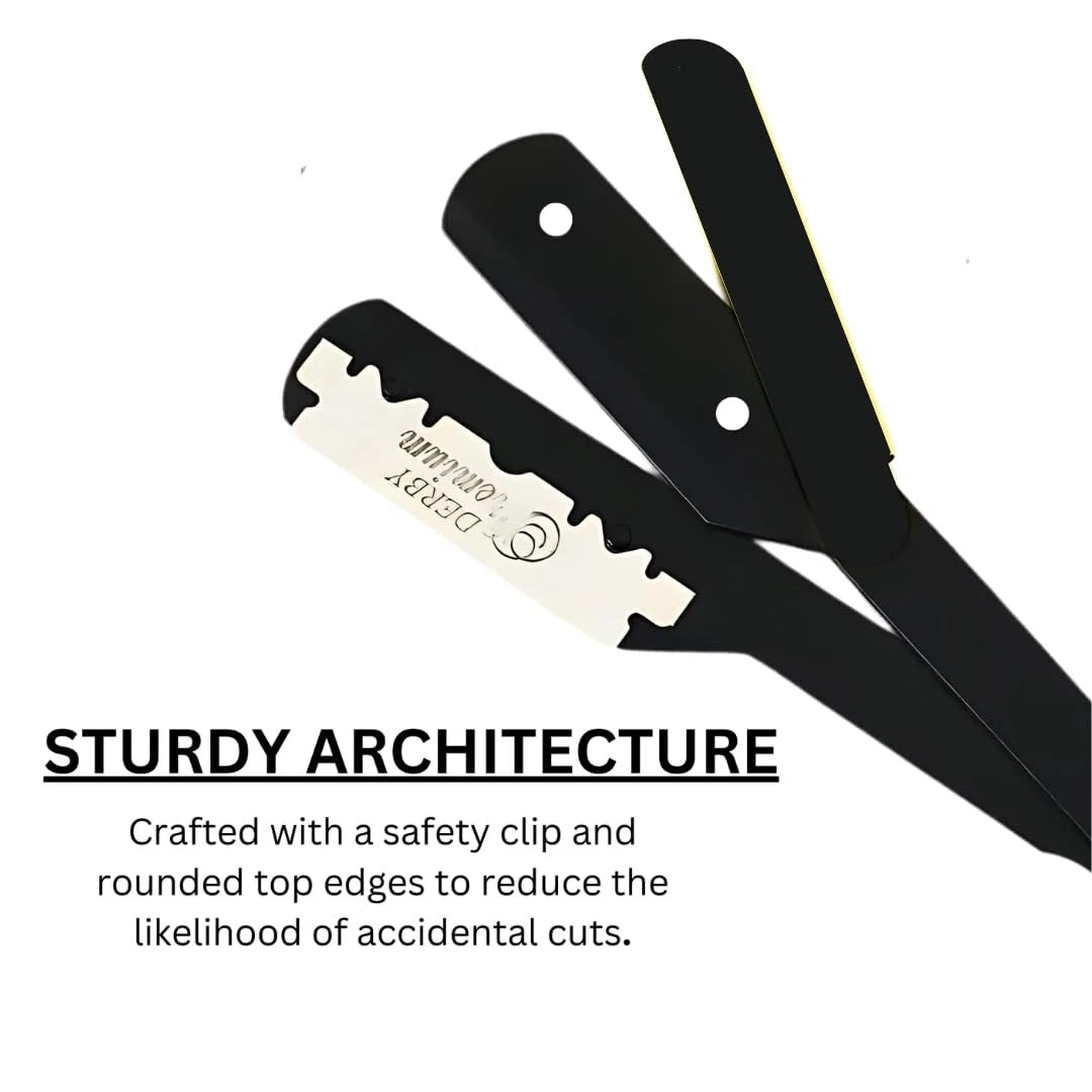 Professional Straight Razor for Men Barber 1 Count (Pack of 3), black