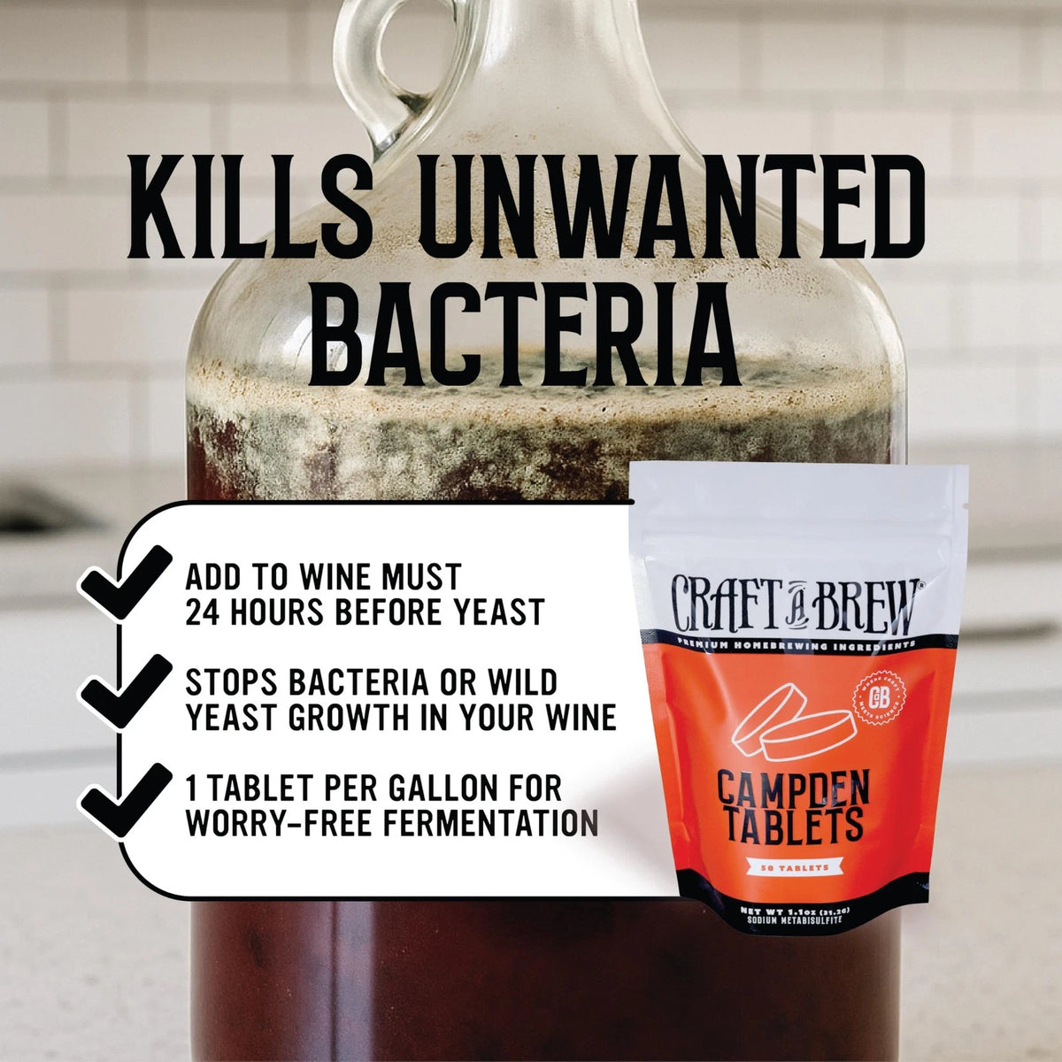 Craft A Brew - Campden Tablets - Sodium Metabisulfite - Sterilant for...