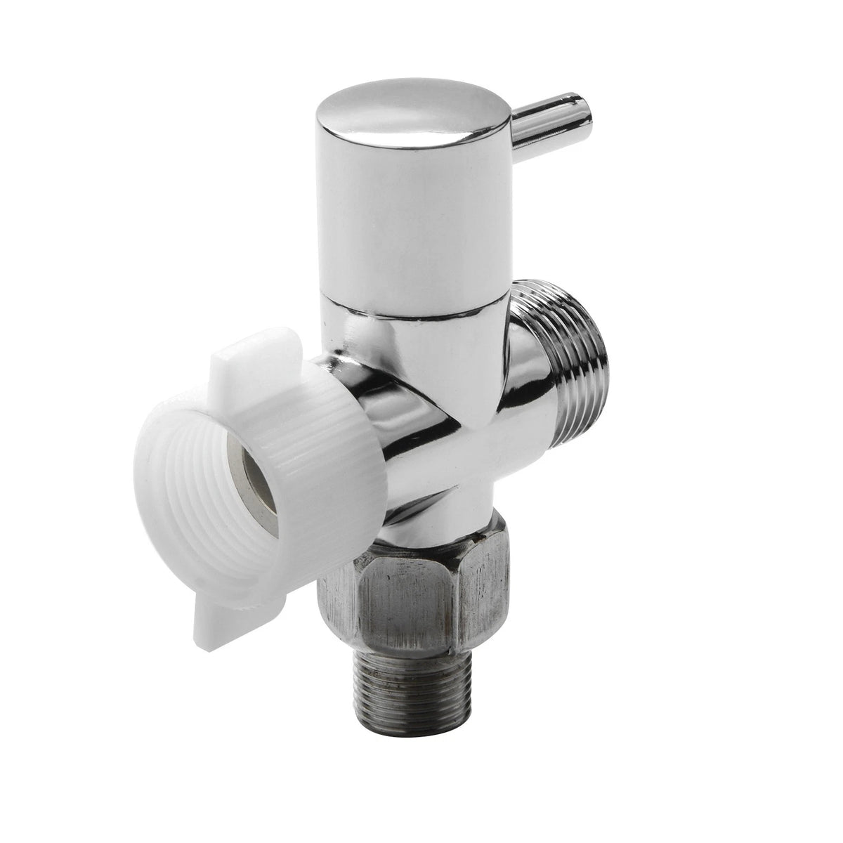 Single Lever 3-Way T Adapter Valve 90° Control for Cloth Diaper Sprayer Silver