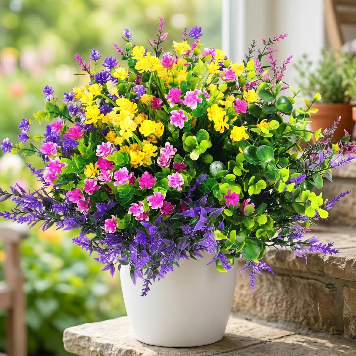 14 inches (D) x 5 (W) x 3 (H), Fuchsia, Purple, Yellow, Green