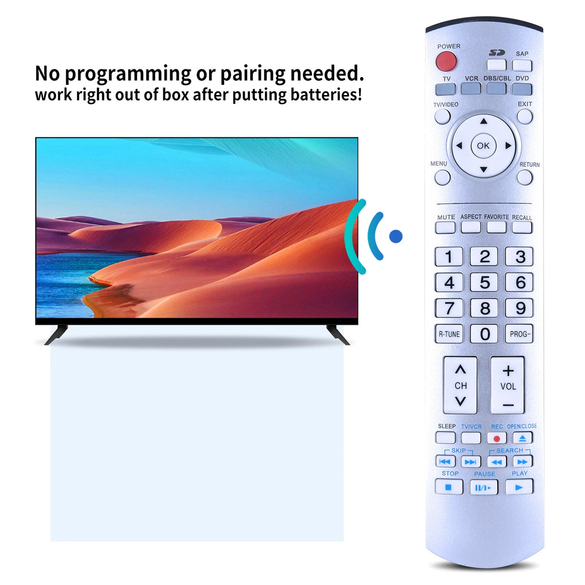 For Panasonic Remote Control EUR7737Z10 TV/VCR/DBS-CBL/DVD TH-50PX600