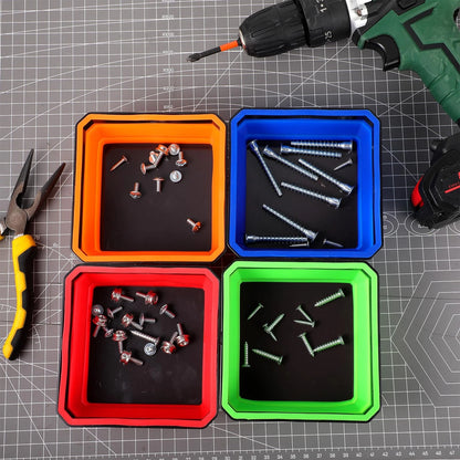 4 Pcs Foldable Magnetic Parts Tray, 4.25 Inch Square Silicone Tool...
