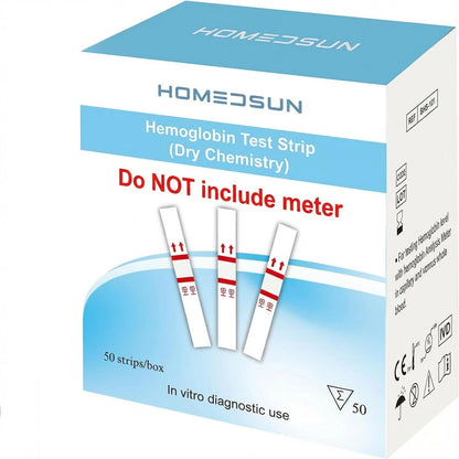 HOMEDSUN 50 Pack Hemoglobin Test Strips with 1 Count (Pack of 50), Blue