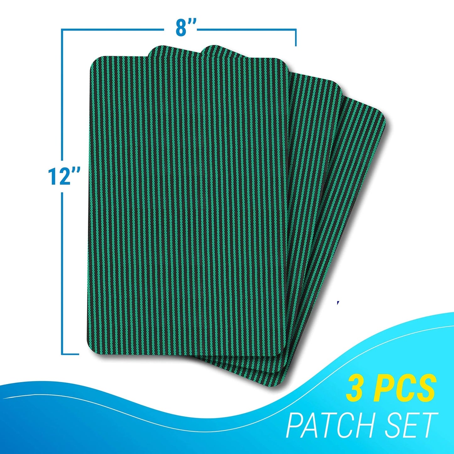 Pool Cover Patch Repair Kit, 3 Pack 12 x 8 Inch, Green 12 x 8,