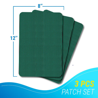 Pool Cover Patch Repair Kit, 3 Pack 12 x 8 Inch, Green 12 x 8,