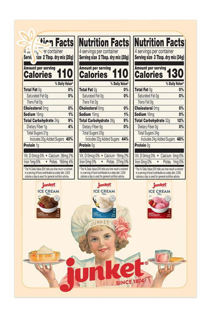 Junket Ice Cream Mix Bundle - 2 Vanilla, 2 Chocolate, 2 4 Ounce (Pack of 6)