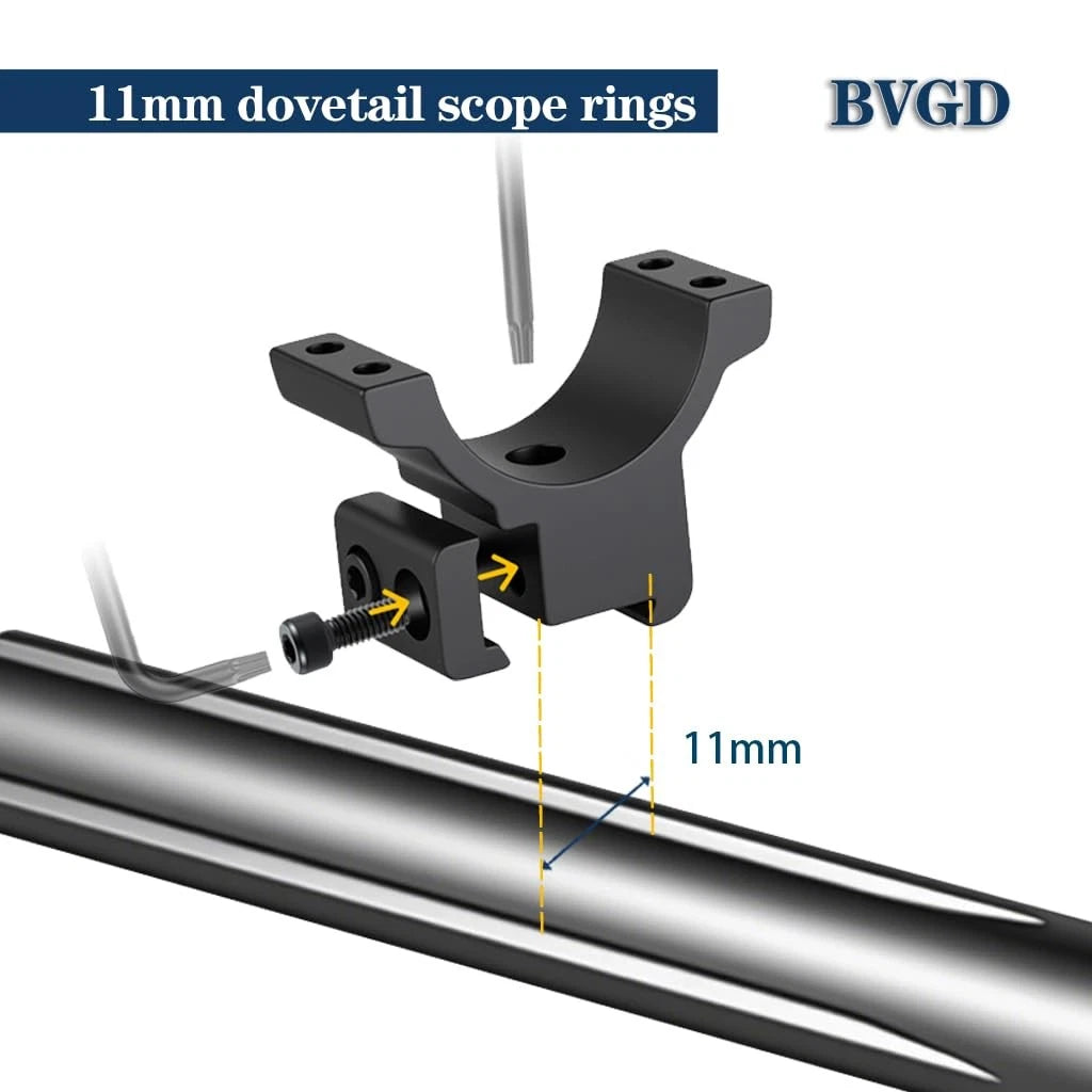 BVGD 30mm Dovetail Scope Rings, High Profile, Medium-1.26 inch Height, Black
