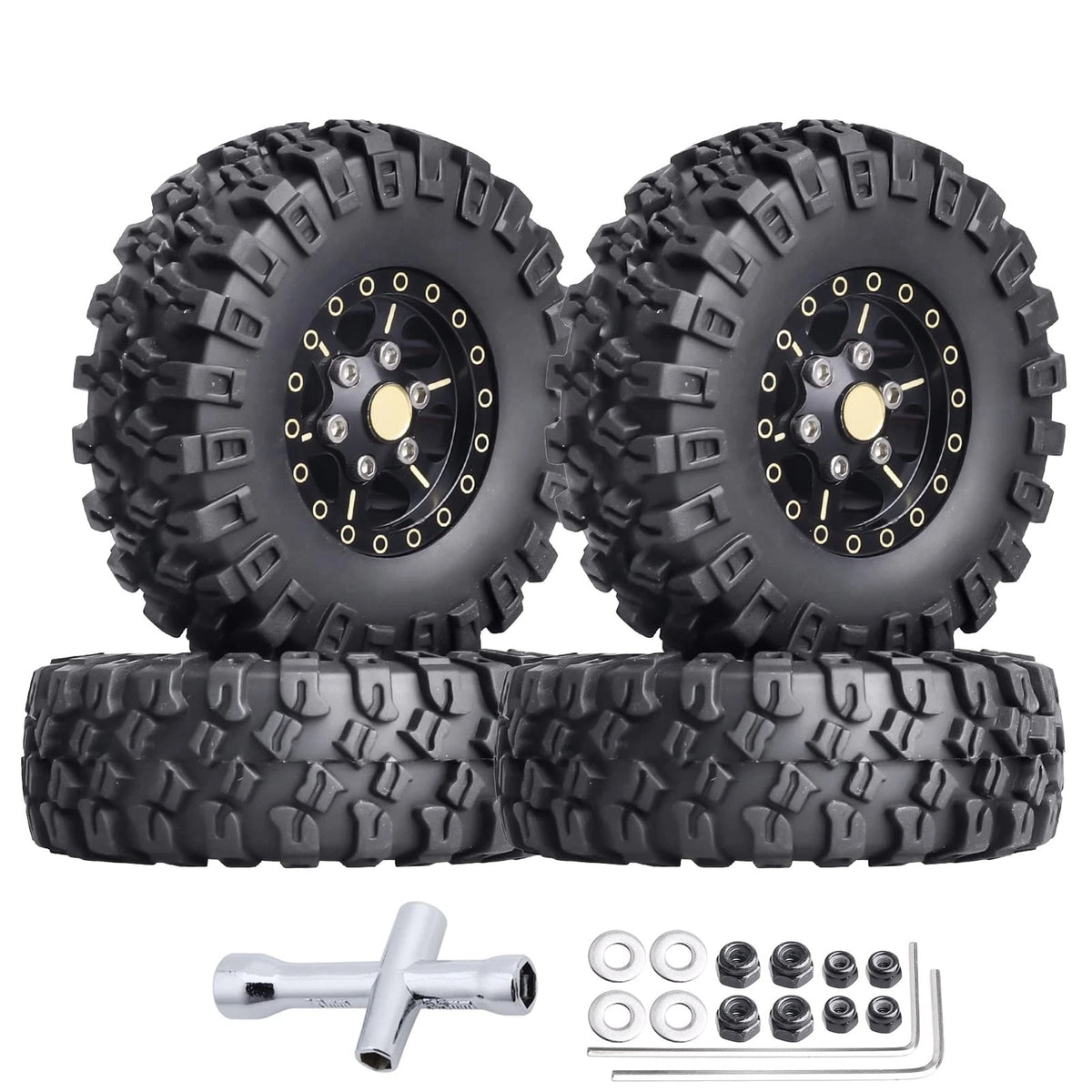 HobbyPark Brass 1.0 Beadlock Wheels and Tires for Traxxas TRX4M Medium