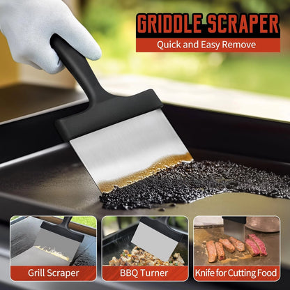 Griddle Cleaning Kit for Blackstone, Heavy-Duty Scraper & 12pcs Orange