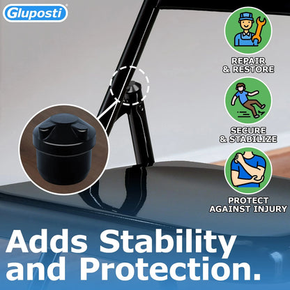 Gluposti 8 Folding Chair V-Tip Stabilizer Caps, Plug Top Black