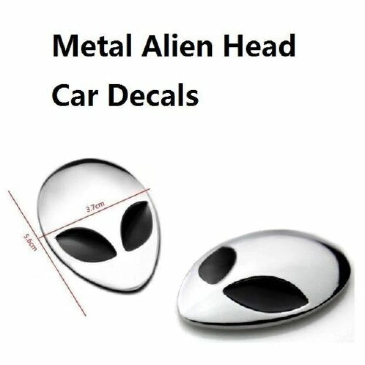 2PCS Chrome Metal 3D Alienware Head Auto Logo Sticker Badge Emblem Car Decal