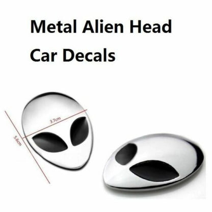 2PCS Chrome Metal 3D Alienware Head Auto Logo Sticker Badge Emblem Car Decal