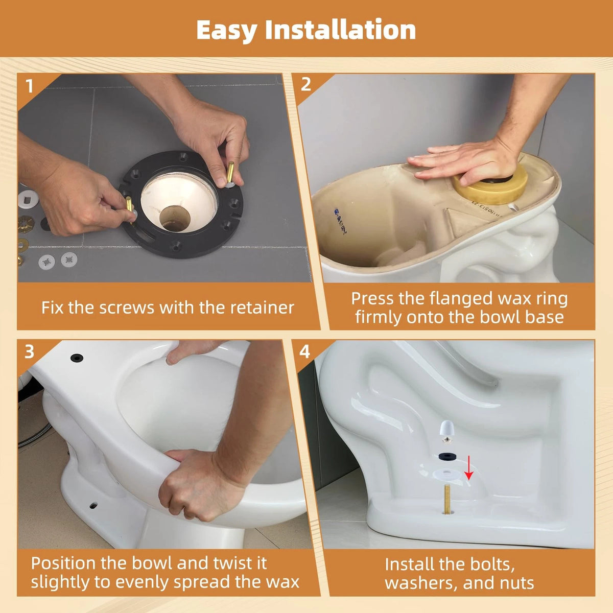 Hibbent Extra Thick Toilet Wax Ring Replacement Kit, 3 inches, Brass