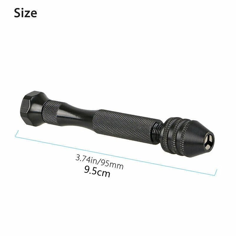 26Pcs Mini Micro Hand Drill Bit Kit Manual Keyless Chuck Pin Vise Rotary Tool