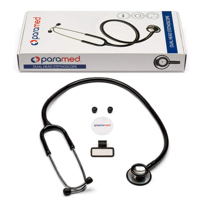 PARAMED Stethoscope - Classic Dual Head Cardiology for Medical, Black