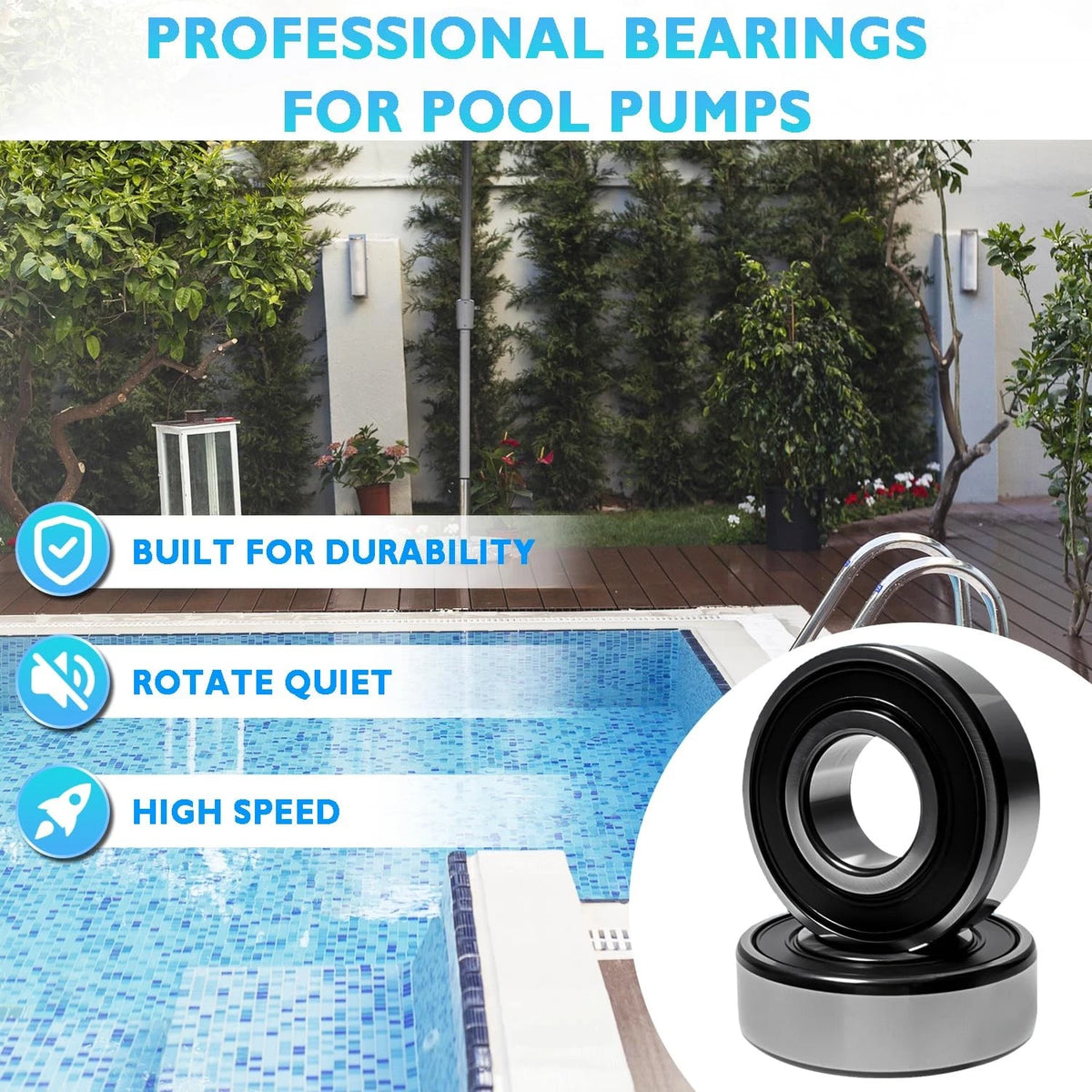 Precision Pool Pump Bearing Replacement for Pentair Whisperflo silver