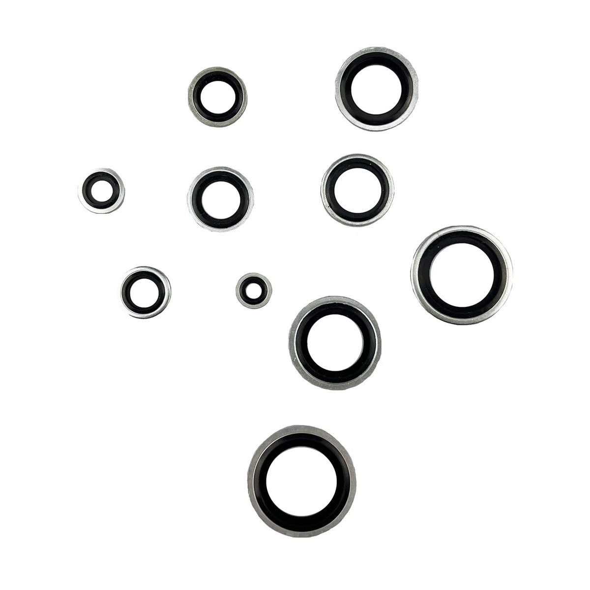 150Pcs Automotive Self-Centered Bonded Seal Gasket 6mm to 24mm, Silver