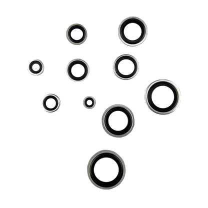 150Pcs Automotive Self-Centered Bonded Seal Gasket 6mm to 24mm, Silver