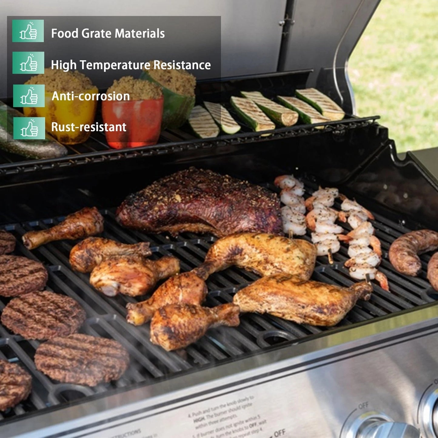 COGRICHBF 17 inch 720 0896b Grill Grates for 17"x11.13 Cast Iron