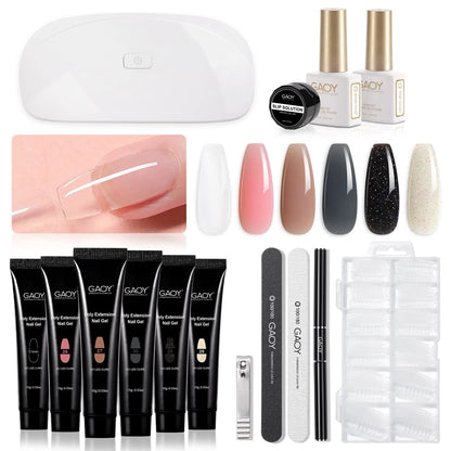 GAOY Poly Gel Nail Kit with U V Light Starter Kit, 6 Colors Nude Pink Set C