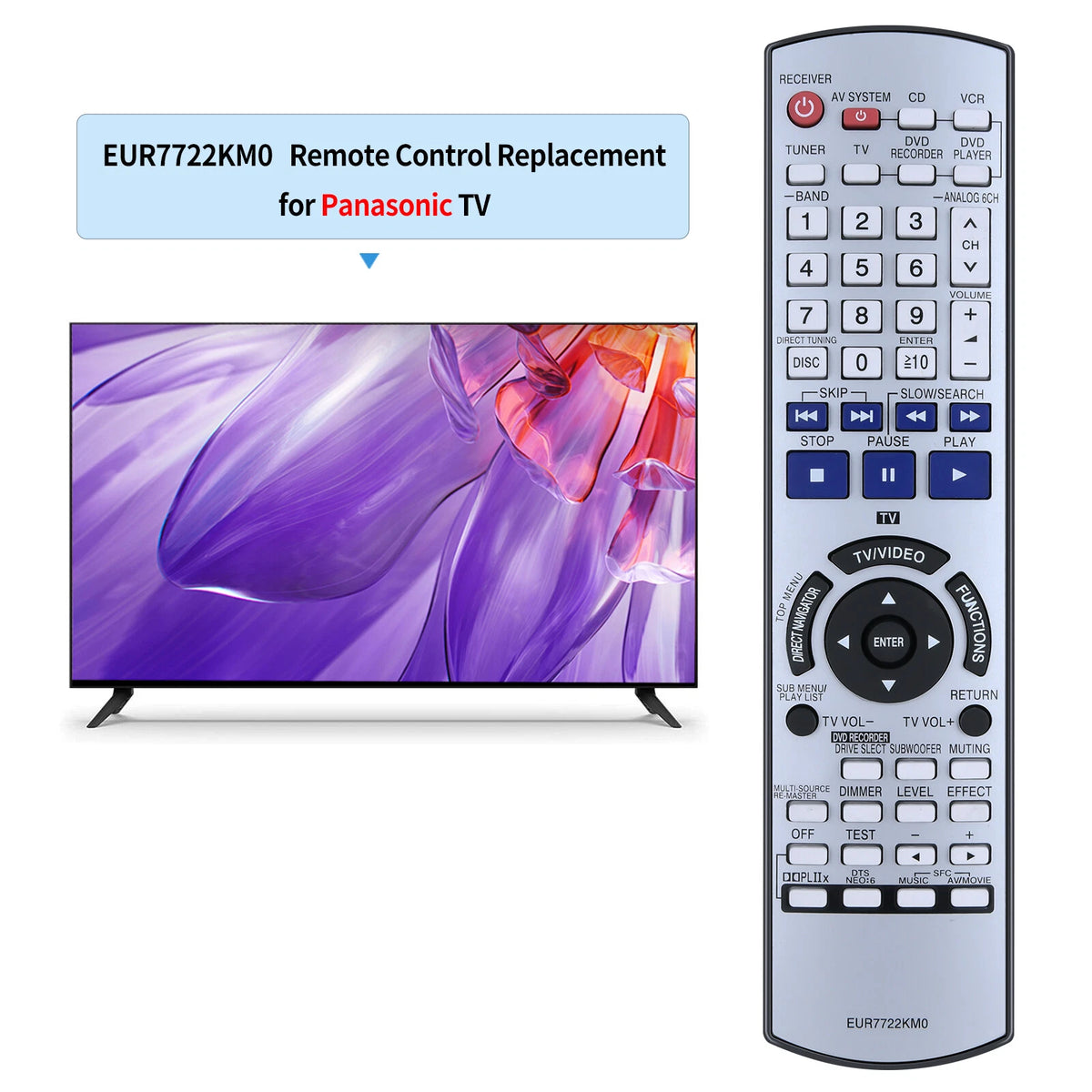 EUR7722KM0 Remote Control For Panasonic AV Receiver SA-XR55 SA-XR55P SA-XR55K