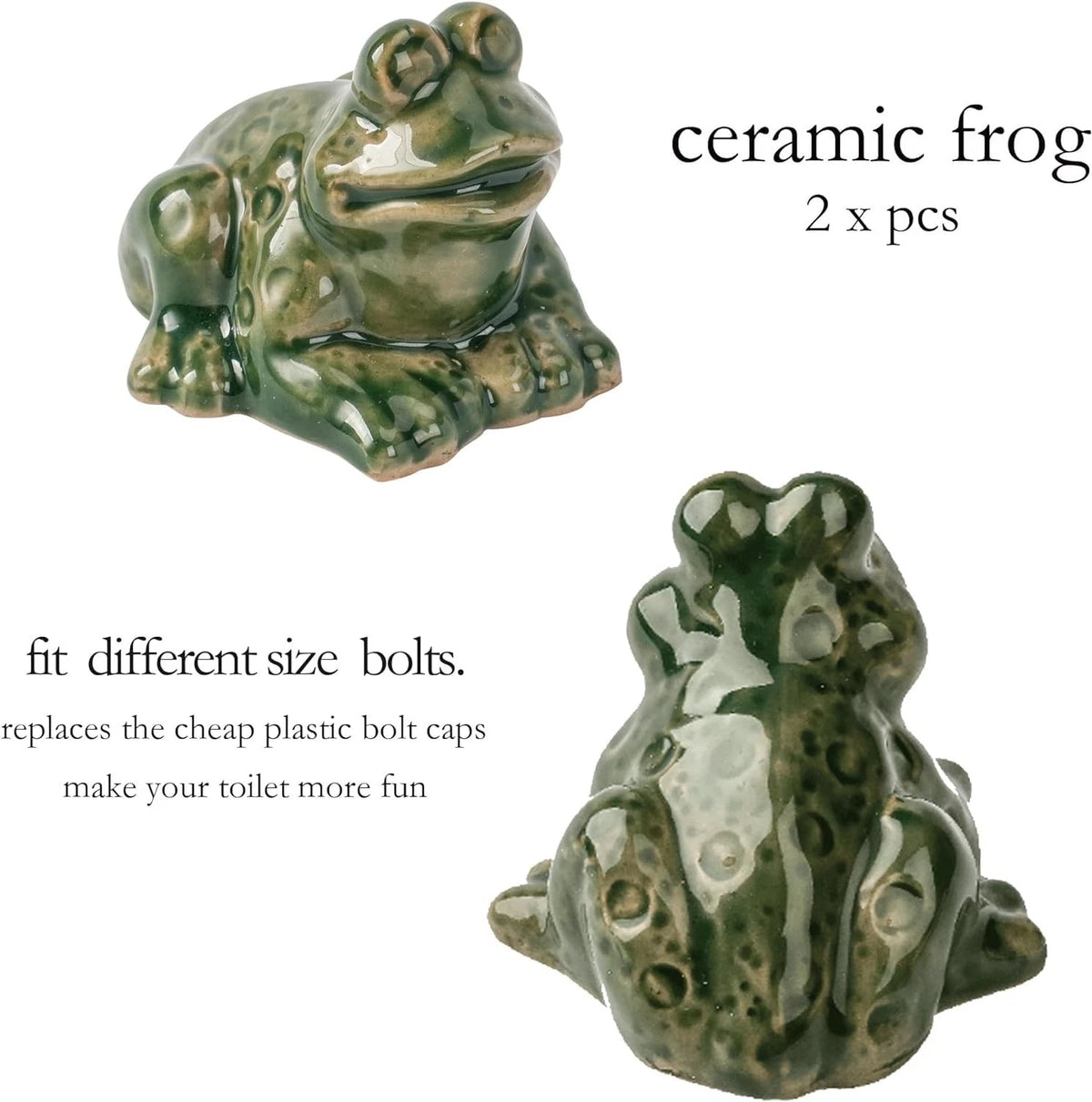 FKOG Ceramic Frog Toilet Floor Bolt Caps, Cute Covers,