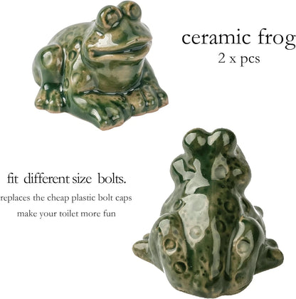 FKOG Ceramic Frog Toilet Floor Bolt Caps, Cute Covers,