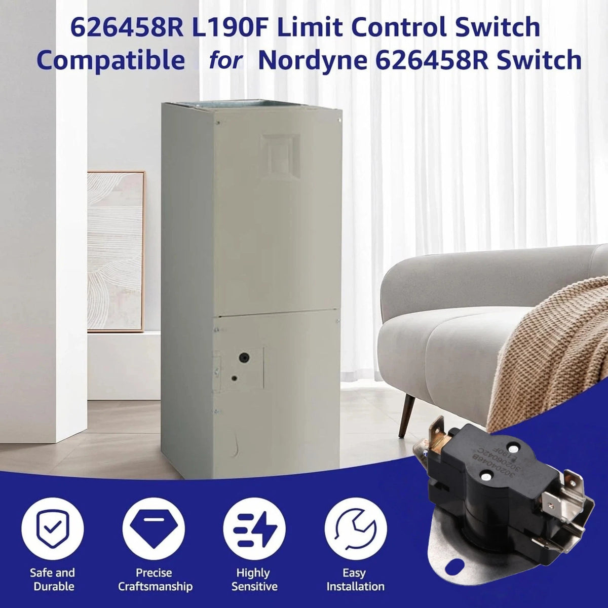 Furnace Limit Control Switch 626458R L190F For Nordyne B6BV Series Models Unit