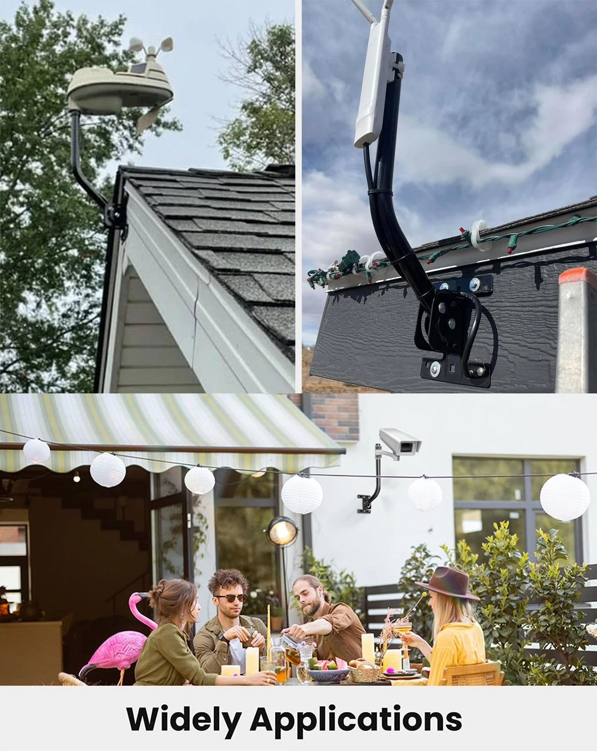 PBD Adjustable Attic / Outdoor Antenna & Weather Station Mounting Pole Black
