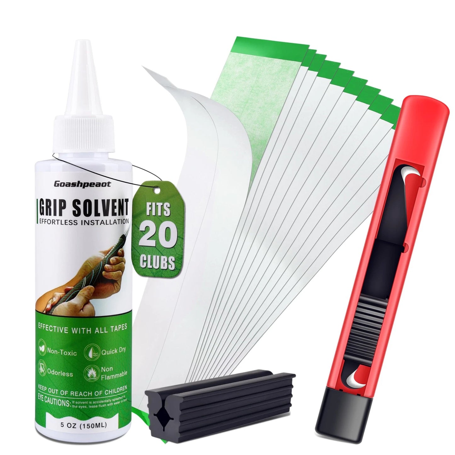 Goashpeaot Golf Grip Solvent and Club Regripping Kit, Green