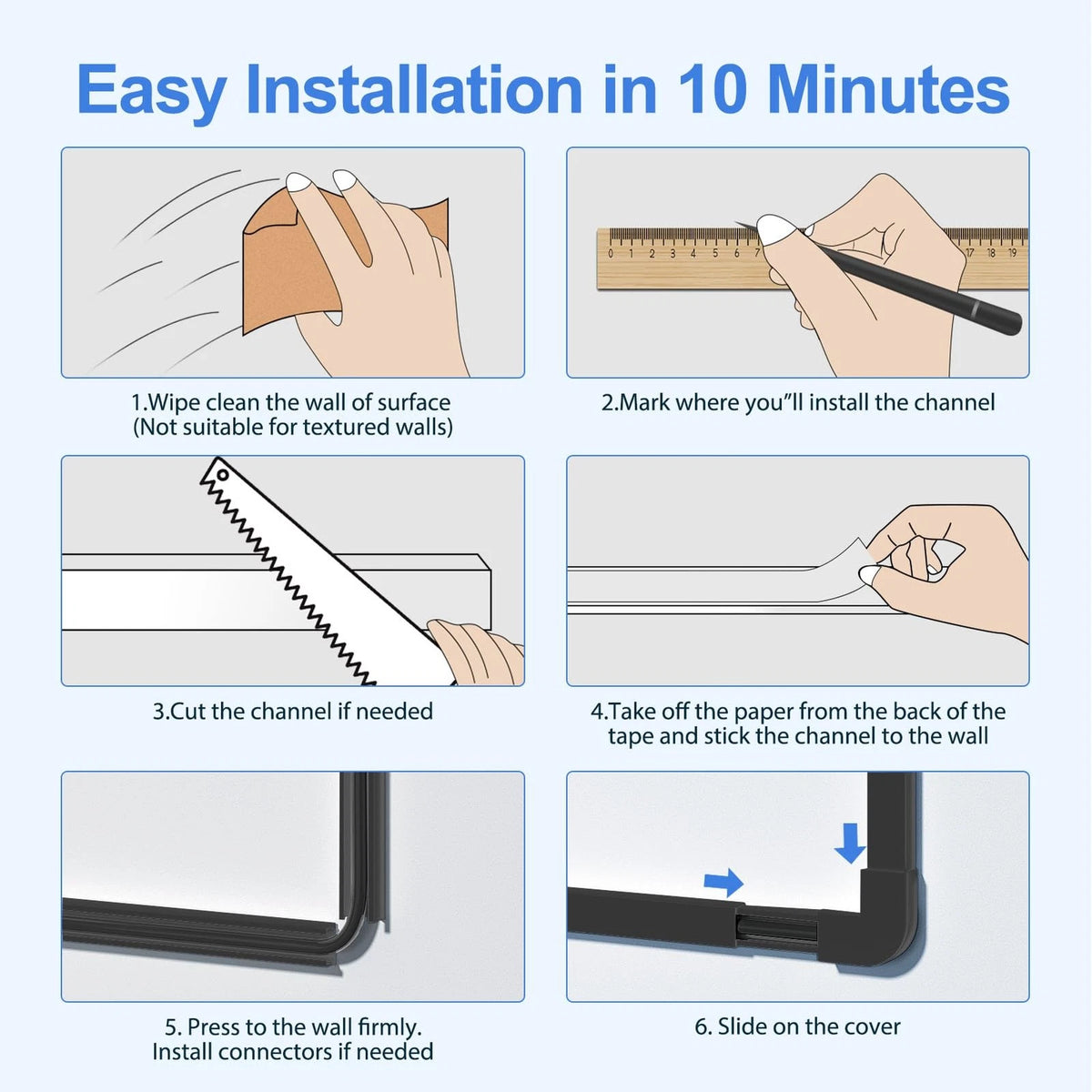 Yecaye Cord Hider, 113in Black Covers for Wires on Wall, Small,