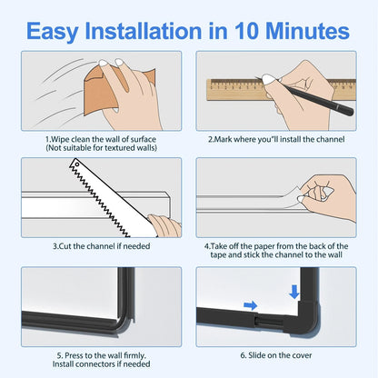 Yecaye Cord Hider, 113in Black Covers for Wires on Wall, Small,
