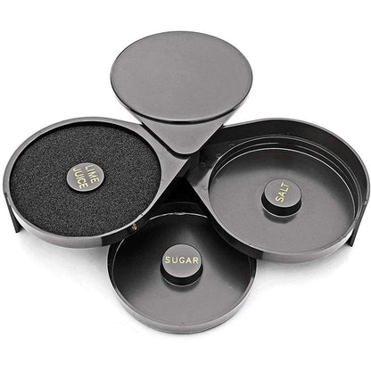 1 Pack 3 Tier Bar Glass Rimmer for Margarita Salt Rimmer-Plastic, Black