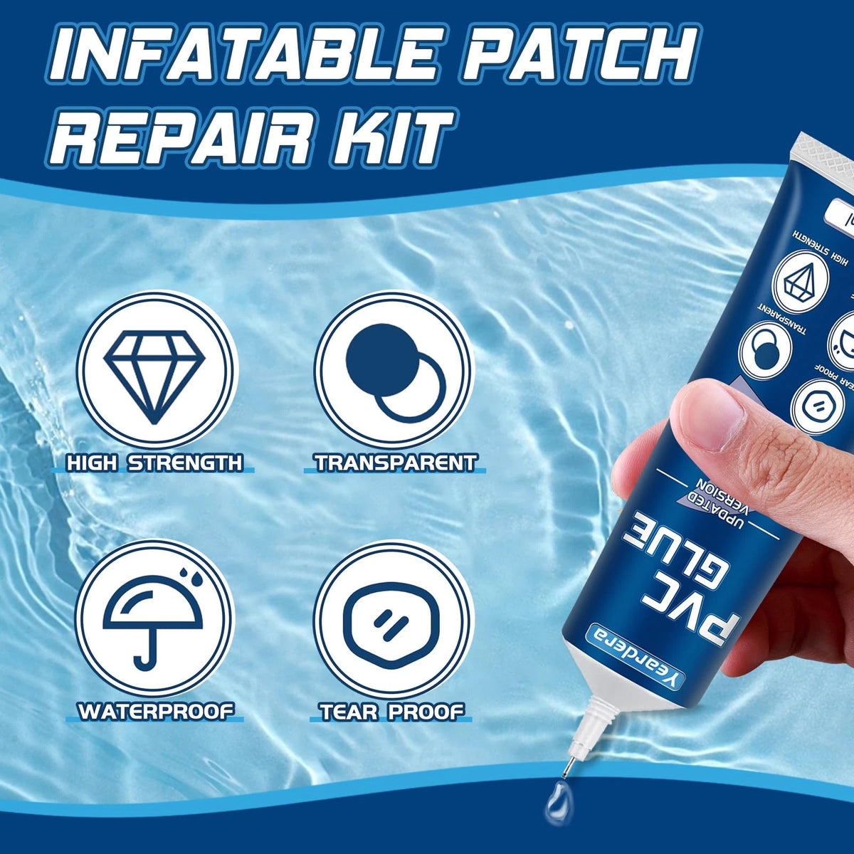 Yeardera Air Mattress Patch Kit, Waterproof Vinyl Repair High clear
