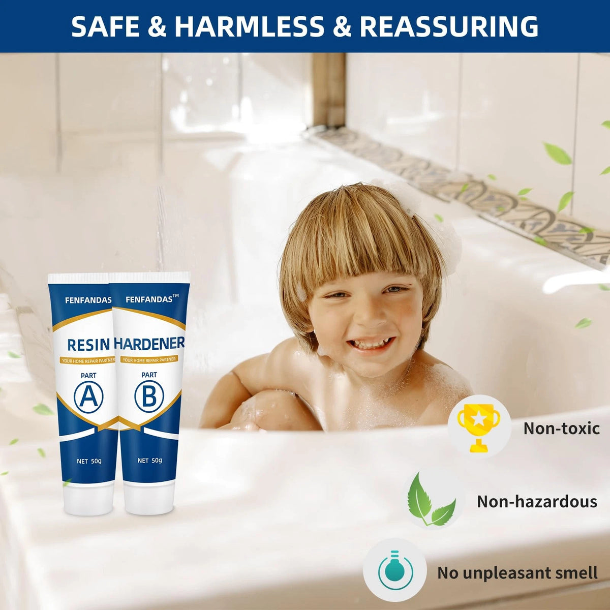 Tub and Shower Repair Kit White, Fiberglass Porcelain White