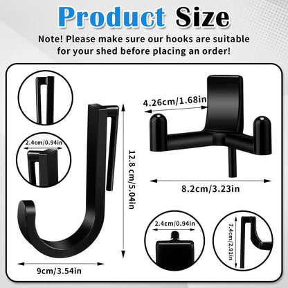 Qiyaz 8 Pcs J/V Shed Storage Hooks, Accessories, Compatible with Black