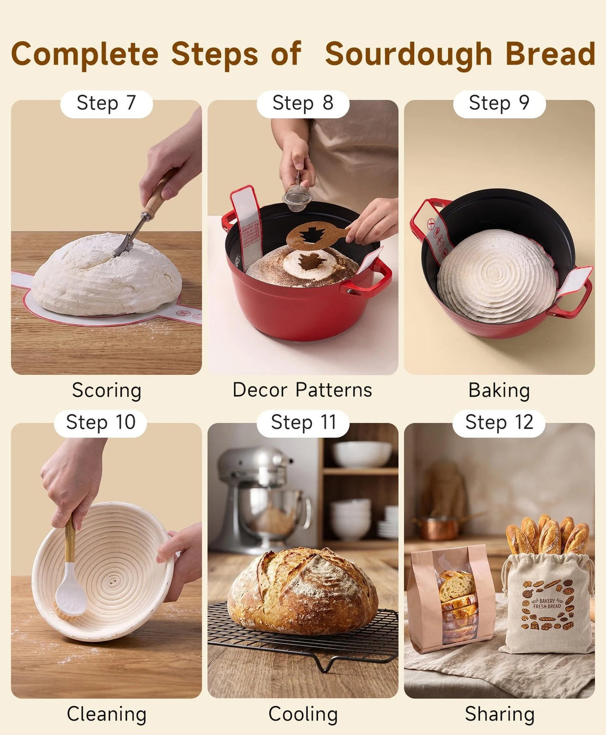 Complete Sourdough Starter Kit with Jar Round & Natural & Oval Basket